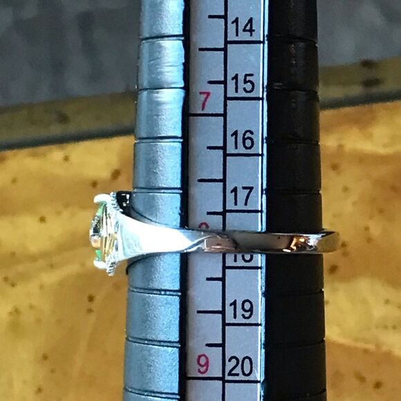 Peacock Quartz Natural Peridot Sterling Silver Ring Size 8 - Picture 6 of 9